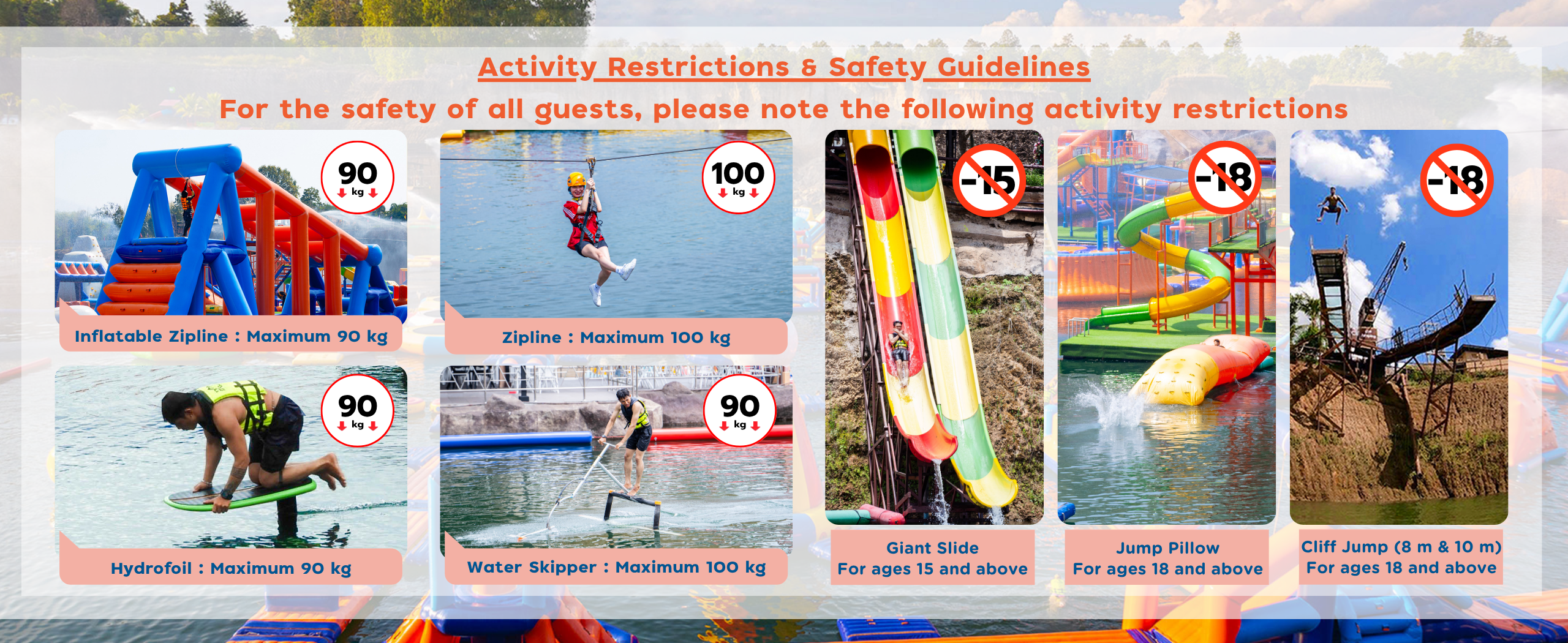 safety guidelines and activity restrictions at Grand Canyon Water Park Chiang Mai Thailand