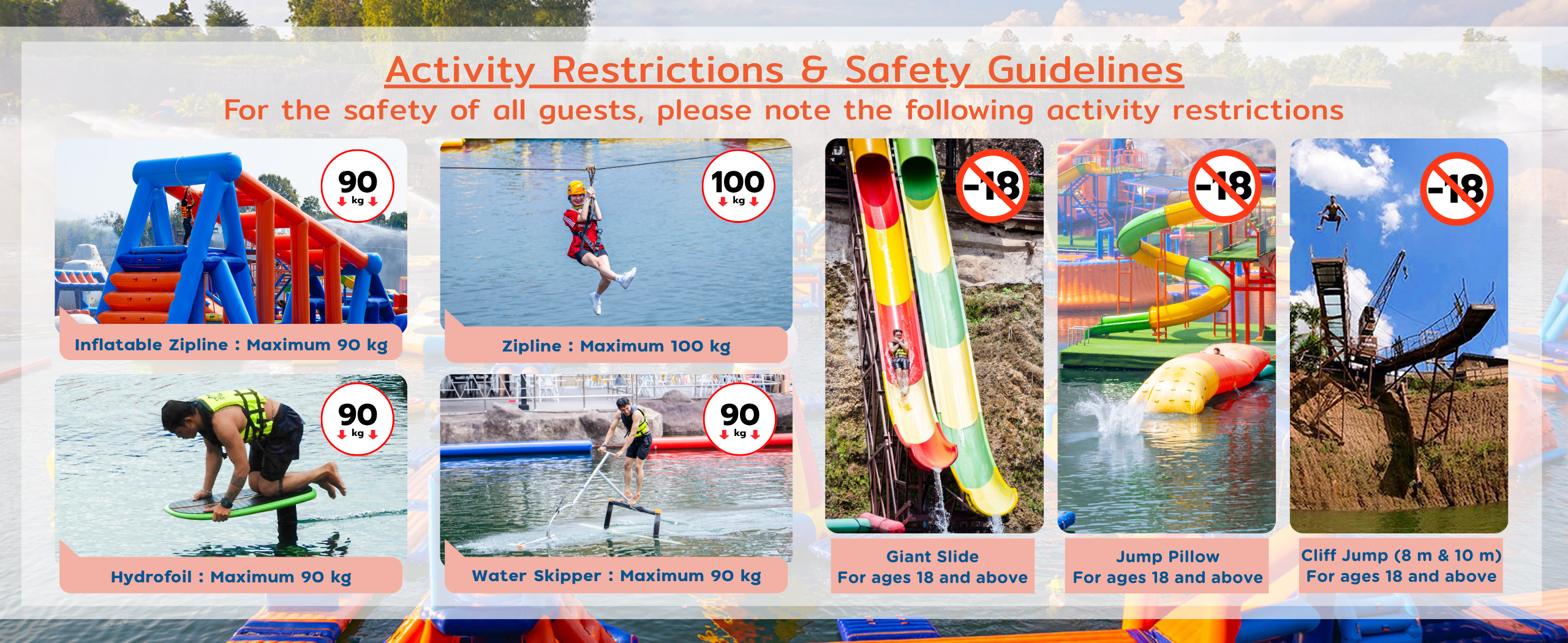 safety guidelines and activity restrictions at Grand Canyon Water Park Chiang Mai Thailand